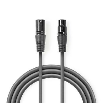 110 Ohm DMX Digital Cable | 3 Pin XLR Male - 3 Pin XLR Female | 15 m | Grey ND1185  Nedis