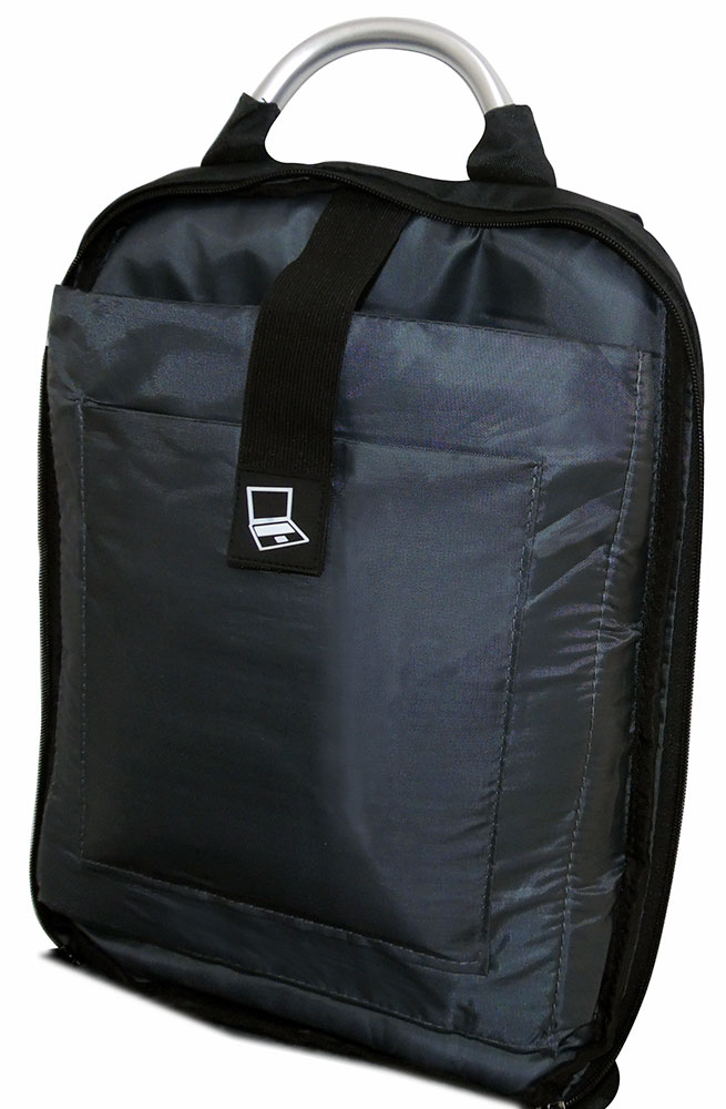 Padded multi-function backpack with gray-black USB combination MOB1060 