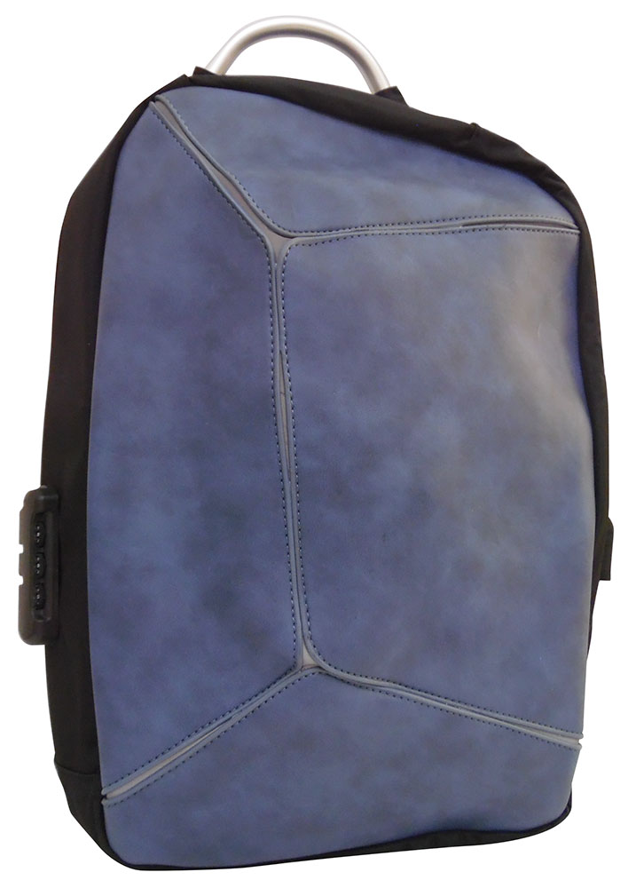 Padded multi-function backpack with blue-black USB combination MOB1040 