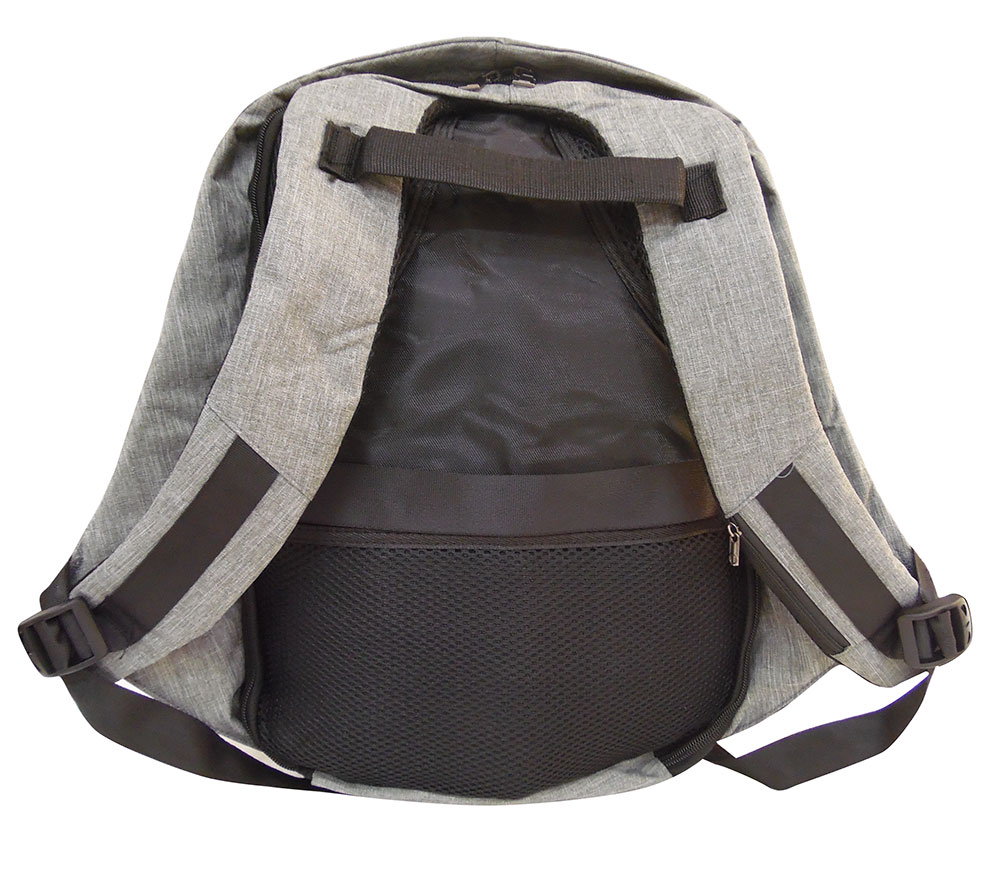 Anti-theft multifunctional padded backpack with reflector USB black-gray jeans MOB1070 