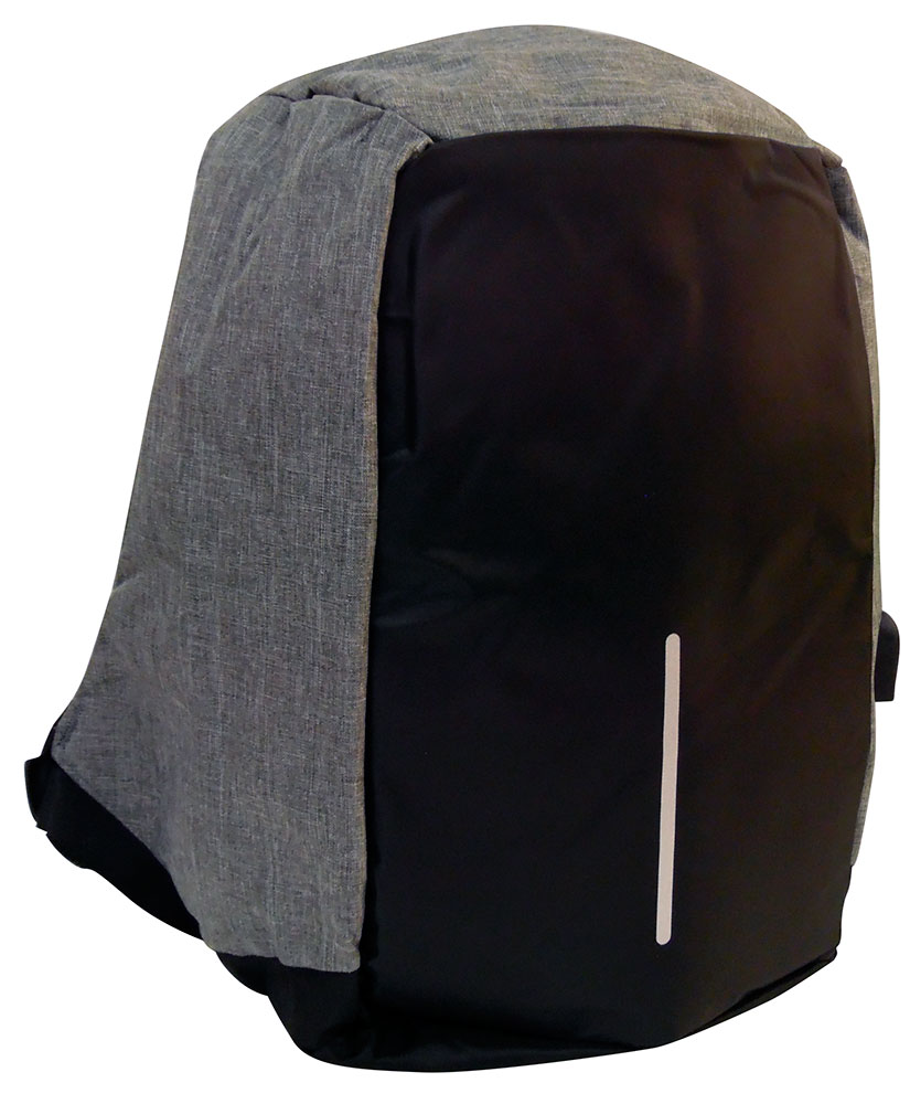 Anti-theft multifunctional padded backpack with reflector USB black-gray jeans MOB1070 