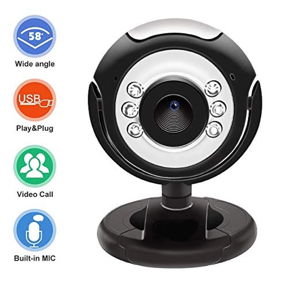 2MP Webcam with Microphone and USB LED 30FPS PC Plug & Play Smart