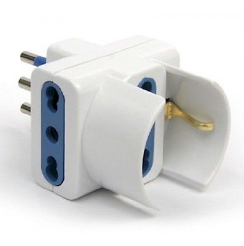 Adattatore spina 10A italiana - 1x presa Schuko + 2x presa bivalente italiana EL974 