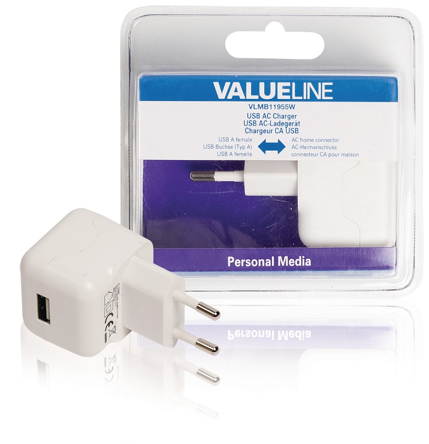 1-Output 2.1 A 2.1 A USB Wall Charger White ND2612 Valueline