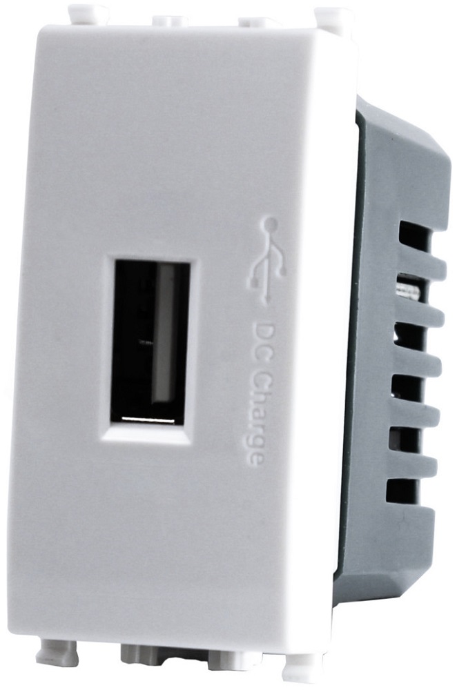 Alimentatore presa USB 5V 2A 4.5x2x4.5cm Bianco compatibile Vimar Plana EL1990 