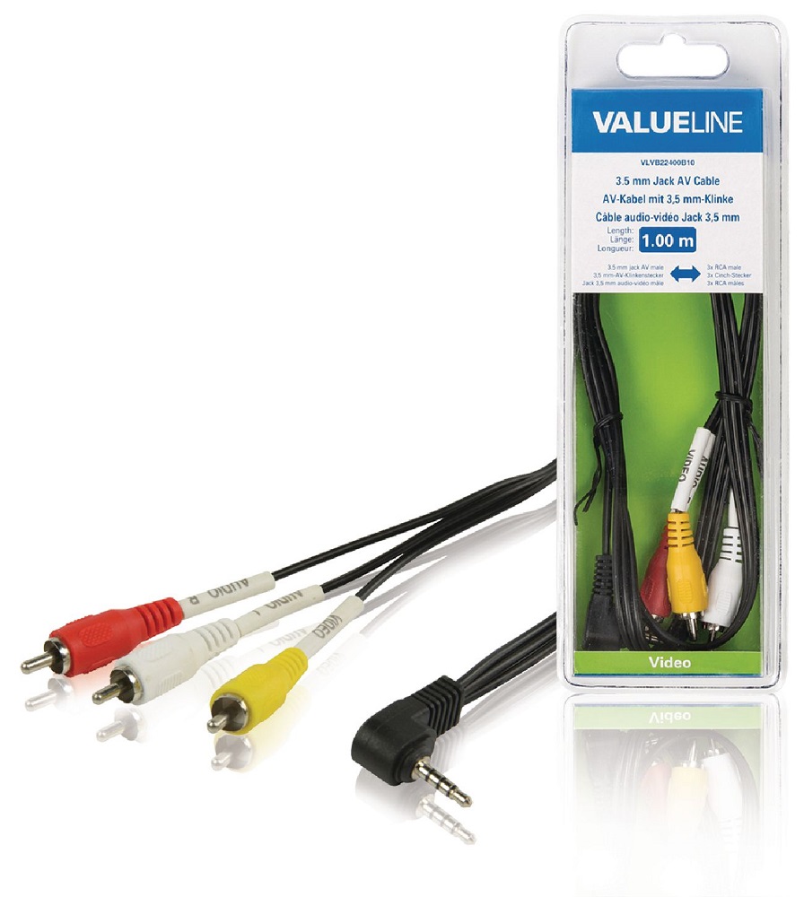 Component Video Cable 3.5mm-3x RCA Male 1m ND5406 Valueline
