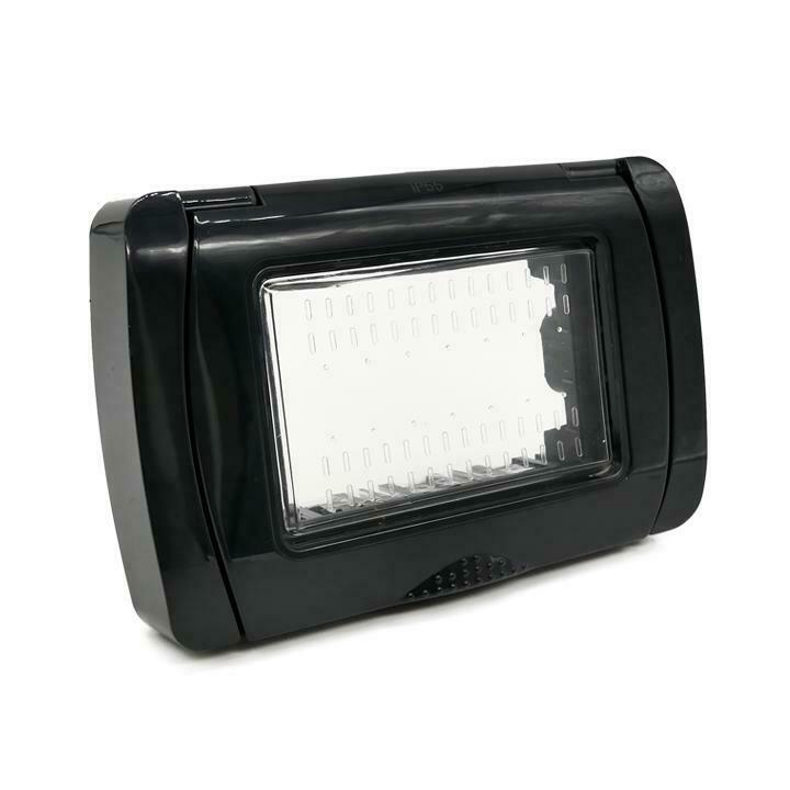 IP55 3P black idrobox plate compatible with Living International EL2164 