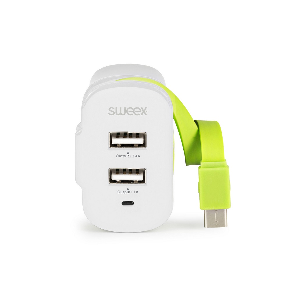 Sweex USB Type C 2 Output 2.4A-1A Charger ND8010 Sweex