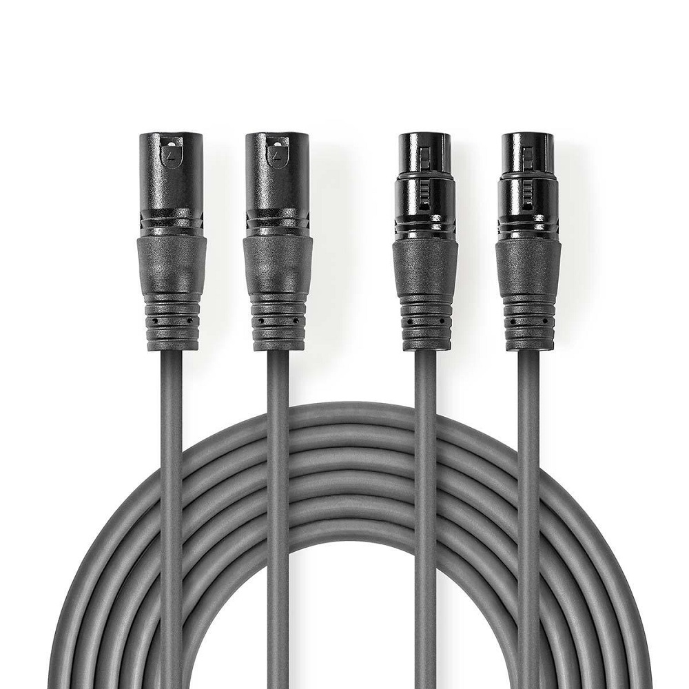 Balanced XLR Audio Cable 2x Male to 3 Pin - 2x Female to 3 Pin ND8055 Sweex