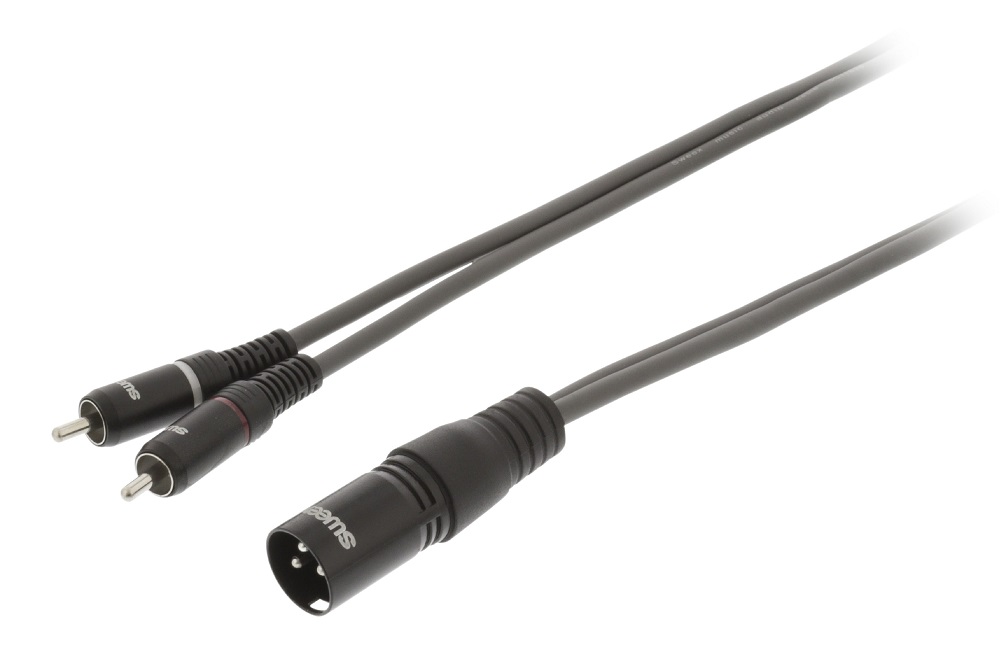 Cavo Stereo XLR 3p (M) - 2x RCA Maschio 3m Grigio Scuro WB1200 Sweex