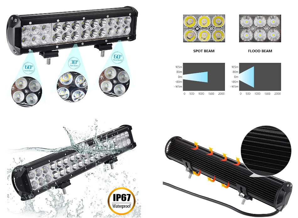 Additional LED light for off-road vehicles - 72W WB130 
