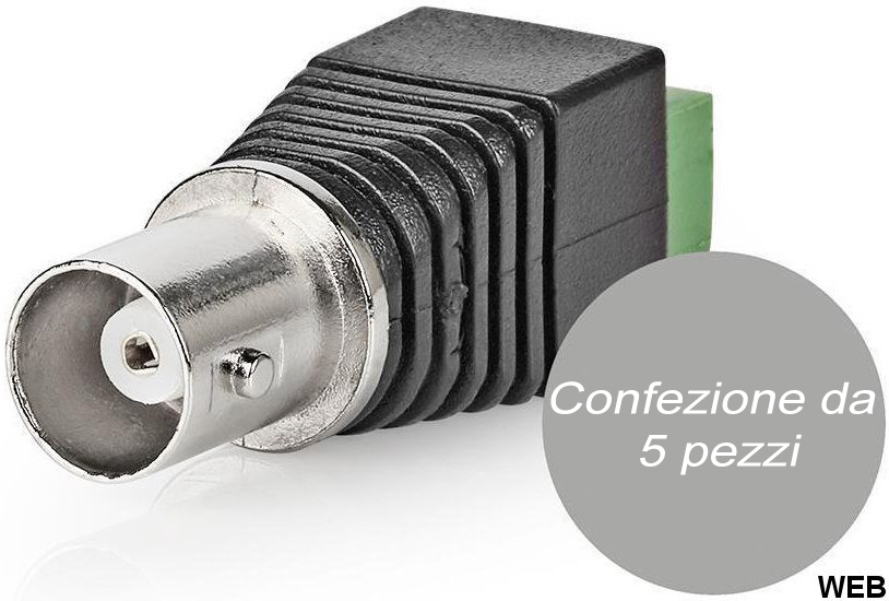 Connecteur de sécurité CCTV à 2 fils avec prise BNC femelle, lot de 5 ND9580 Nedis