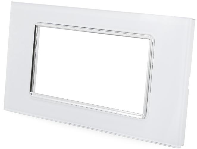 Placca in vetro bianco 4 posti compatibile Living International EL1038 