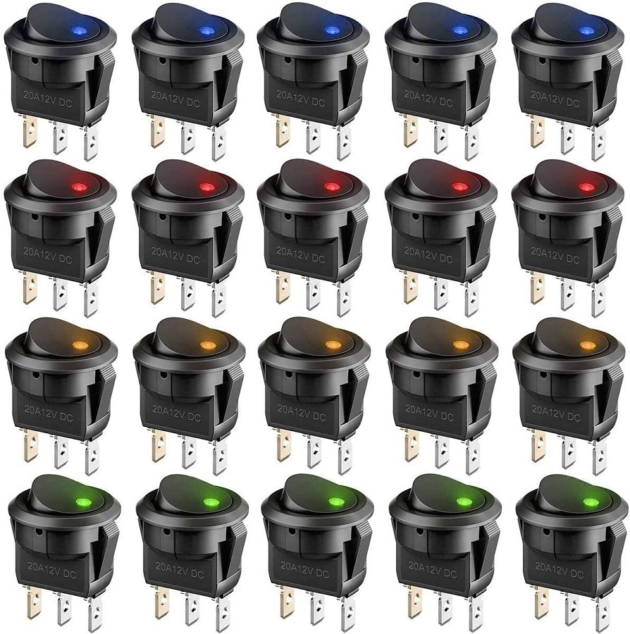 Interruttore a bilanciere luminoso Giallo/Verde/Rosso/Blu confezione 20 pezzi F1500 