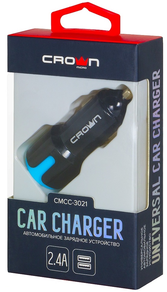 Caricabatterie da auto 2 porte USB 5V-1A/ 5V-2.4A CMCC-3021 Crown Micro CMCC-3021 Crown Micro