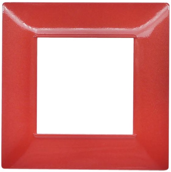 Placca in tecnopolimero 2 posti color rosso corallo compatibile Vimar Plana EL002 