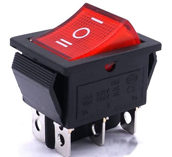 Interruttore a bilanciere DPDT ON/OFF/ON 6 Pin 3 Posizioni 6A 250V 10A 125V con luce LED N457 