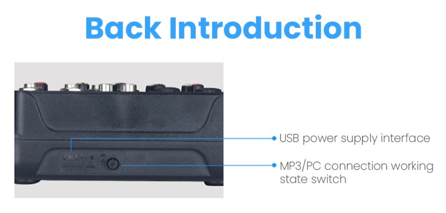 Mezclador profesional de 4 canales Bluetooth/USB/RCA estéreo SP026 