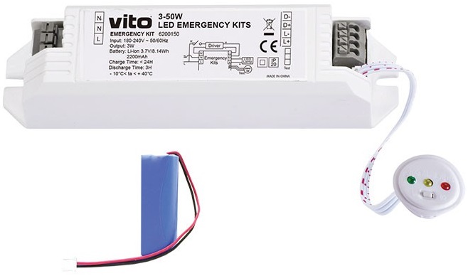 Kit ricaricabile illuminazione LED d'emergenza 3-50W 3.7V 2200mAh EL594 Vito