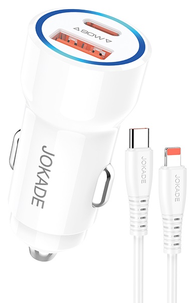 Car USB/Type-C charger with Lightning cable 90W 20V/3A white JH048 F4235 Jokade