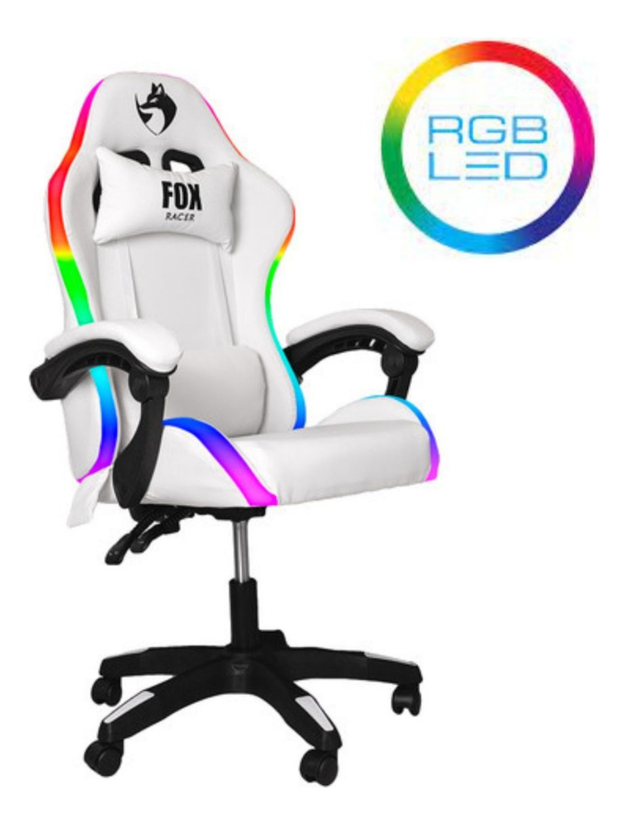 Sedia da gaming bianca con illuminazione LED RGB CH008 