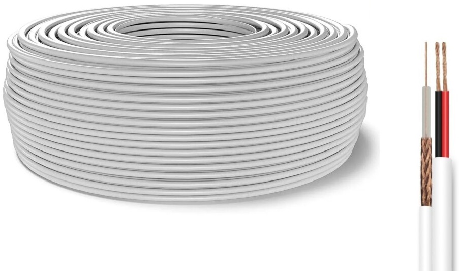 Cavo coassiale RG59 con alimentazione integrata 2 x 0,50 mm² CCA matassa da 100m E9500 WEB