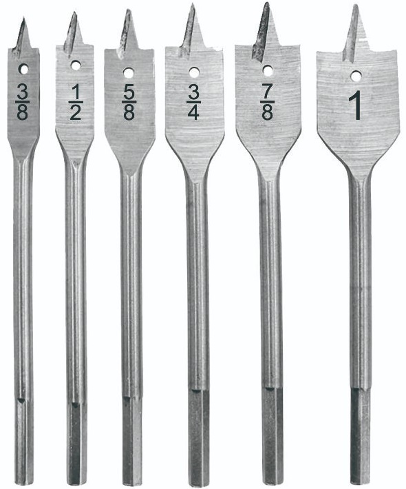Set 6 punte a pala per legno 10-25mm W1465 Toolmak