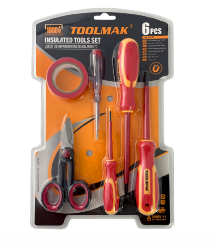 Set Utensili Isolati 6 Pezzi certificazione VDE fino a 1000V W2025 Toolmak