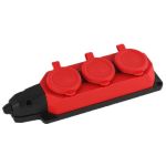 Schuko power strip 3 places 2P+E IP44 red Vito EL3142 Vito