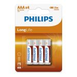 Batterie AAA Philips Extra Zinc Chloride 1,5V - Blister da 4 pezzi WB682 