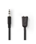 Câble audio stéréo | Mâle 3,5 mm - 2x 3,5 mm femelle | 0,2 m | Noir ND2165 Nedis