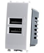 Alimentatore doppia presa USB 5V 2A 4.5x2x4.5cm Bianco compatibile Vimar Plana EL1982 