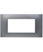 Placca 4 posti argento Soft Touch compatibile Vimar Plana EL3089 