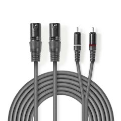 Cavo Audio XLR 2x Maschio a 3 Pin XLR - 2x Maschio RCA 1.5 m Grigio ND2292 Nedis