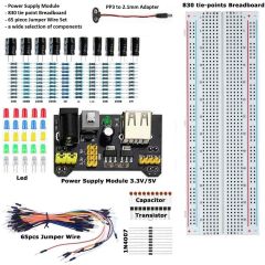 Set PSU per breadboard 2,1mm e cavi jumper WB470 