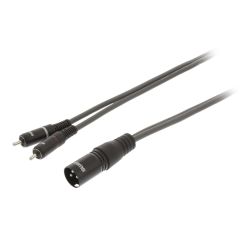 Stereo XLR 3p (M) - 2x RCA Male 3m Dark Gray cable WB1200 Sweex