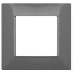 Placca in tecnopolimero 2 posti color grigio scuro compatibile Vimar Plana EL005 