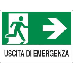 Cartello segnaletico uscita di emergenza con freccia a destra 30x20cm WB2018 