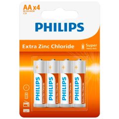 Batterie AA Philips Extra Zinc Chloride 1,5V - Blister da 4 pezzi WB878 