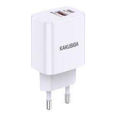 Caricatore rapido USB-C 20W + USB-A 18W bianco doppia porta KSC-924 F4630 Kakusiga