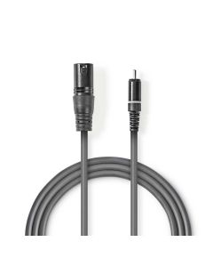 3m XLR Male to 3 Pin XLR-Male RCA Audio Cable ND4990 Nedis
