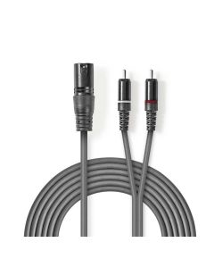3m XLR Male to 3 Pin XLR-2x Male RCA Audio Cable ND4996 Nedis