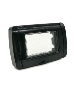 Placca idrobox IP55 3P nera compatibile con Living International EL2164 