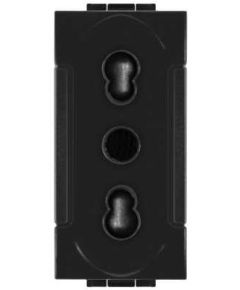 Bivalent socket 10A-250V 2P + E black compatible with Living International series EL2140 
