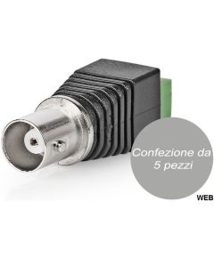 Connettore di sicurezza CCTV 2 fili a BNC femmina confezione da 5 ND9580 Nedis
