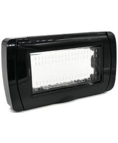 Placca idrobox IP55 4P nera compatibile Vimar Plana Plana EL2443 