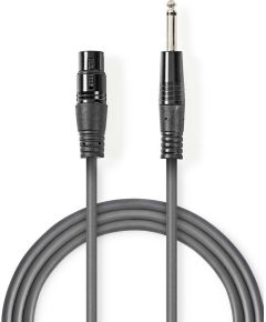XLR Monocavo XLR 3p (F) - 6.35 mm Maschio 10.0 m Grigio Scuro SX100 Nedis