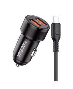 2xUSB 5V 2.4A fast charging car charger with type C cable KSC-860 F2250 