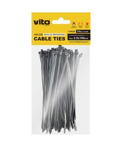 Black self-locking cable ties 2.5X100mm - 100 pieces EL127 Vito