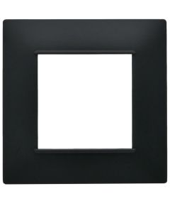 Placca 2 posti nera Soft Touch compatibile Vimar Plana EL2405 